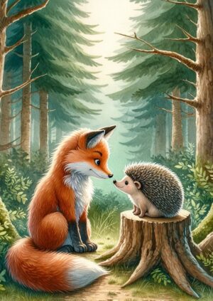 Postkarte Fuchs und Igel | Serie „Tierische Freunde“