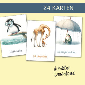 24 Affirmationskarten Tiere für Kinder (PDF)