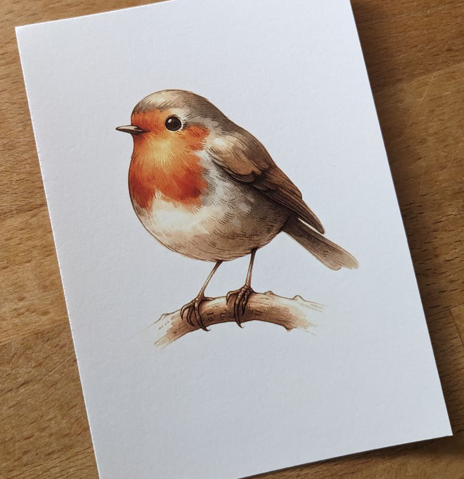 vogel aquarell postkarte kartendruck kunstdruck rotkehlchen